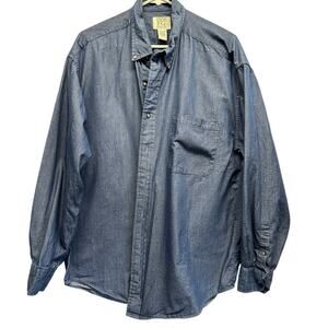 Field Gear FG Vintage 100% Cotton Mens Button Up‎ Size Large Denim Chambray